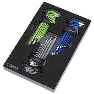 Allen Keys, Draper 12822 TX STAR Imperial & Metric Ball End Hex Key Sets in EVA Storage Tray (27 Piece), Draper