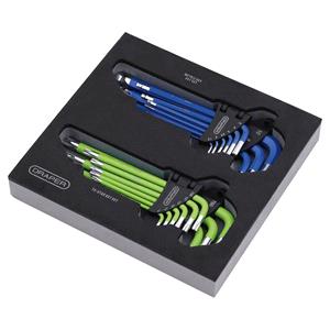 Allen Keys, Draper 12823 TX STAR Metric Ball End Hex Key Sets in EVA Storage Tray (18 Piece), Draper