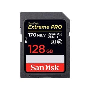 SD Cards, Extreme Pro SDXC 128GB V30 UHS I Memory Card, Sandisk