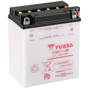 Motorcycle Batteries, Yuasa Motorcycle Battery   12N11 3B 12V Conventional Battery, Dry Charged, Contains 1 Battery, Acid Not Included, YUASA