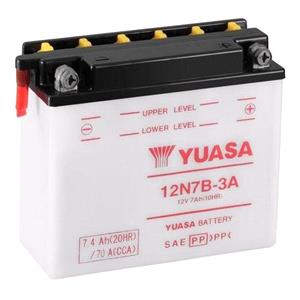 Motorcycle Batteries, Yuasa Motorcycle Battery   12N7B 3A 12V Conventional Battery, Dry Charged, Contains 1 Battery, Acid Not Included, YUASA