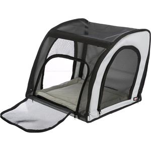 Dog and Pet Travel Accessories, Enclosed Pet Car Kennel With Mesh Screens And Seat Belt Slots, Trixie
