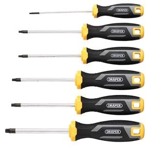 Screwdriver Sets, Draper 13435 TX STAR Tamperproof Soft Grip Screwdriver Set (6 Piece), Draper