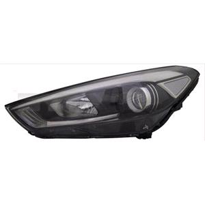 Lights, Right Headlamp (Halogen, Takes H7 / H7 Bulbs, With LED Daytime Running Light, Supplied Without Motor) for Hyundai TUCSON 2015 2018, 
