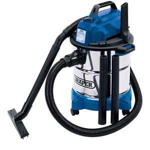 Air Compressors and Air Tools, Draper 13785   1250W Wet and Dry Vacuum Cleaner with Stainless Steel Tank (20L), Draper