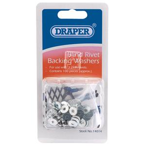 Riveters, Draper 14014 100 x 3.2mm Rivet Backing Washers, Draper