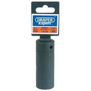 Sockets, Draper Expert 14104 21mm 1 2 inch Square Drive Deep Impact Socket, Draper