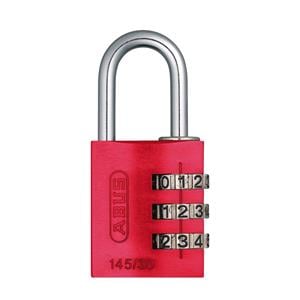 Locks and Security, ABUS Aluminium 3 Wheel Combination Padlock Lock Tag   30mm   Red, ABUS