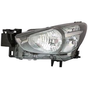 Lights, Left Headlamp (Halogen, Takes H4 Bulb, Supplied Without Motor) for Mazda 2 2015 on, 