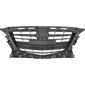 Grilles, Mazda 3 Saloon 2013 2017 Front Bumper Grille, Matte Black, Supplied Without Chrome Trim, 