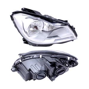 Lights, Right Headlamp (Silver Bezel, Halogen, Takes H7 / H7 Bulbs, Electric Adjustment, Supplied With Motor) for Mercedes C CLASS Estate 2011 on, 