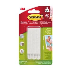 Glues and Adhesives, 3M Command Narrow Picture Hanging Strips White   Pack of 4, 3m