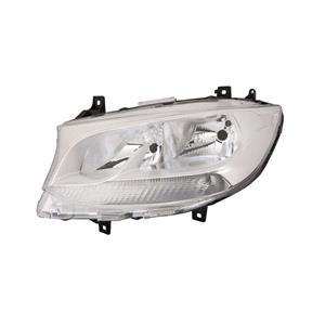 Lights, Left Headlamp (Halogen, Takes H7 / H15 Bulbs, Silver Bezel, Supplied With Motor) for Mercedes SPRINTER 5 t Box 2018 Onwards, 