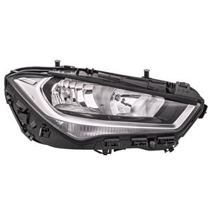 Lights, Right Headlamp (Halogen, Takes H7 / H7 Bulbs, With LED Daytime Running Light, Supplied with Bulbs and Motor) for Mercedes CLA 2019 to 2023, 
