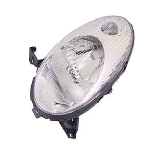 Lights, Left Headlamp (Electric Adjustment, Silver Bezel, Original Equipment, Supplied With Motor) for Nissan MICRA 2003 2005, 