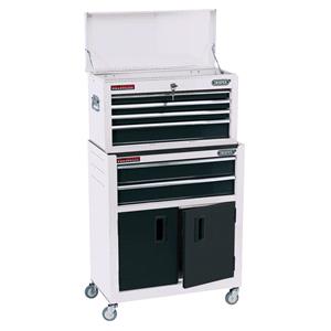 Tool Cabinets and Tool Chests, Draper 19576 Combined Roller Cabinet and Tool Chest, 6 Drawer, 24", White, Draper