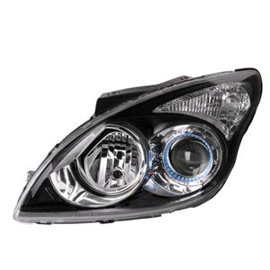 Lights, Left Headlamp (Halogen, Electric Adjustment, Black Bezel, Takes H7 / H1 Bulbs, Supplied With Motor, Original Equipment) for Hyundai i30 Hatchback 2009 2011, 