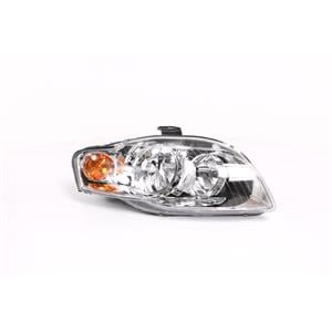 Lights, Right Headlamp (With Amber Indicator, Halogen, Takes H7/H7 Bulbs) for Audi A4 2005 2008, 