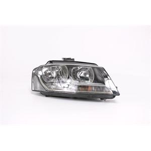 Lights, Right Headlamp (Halogen, Takes H7 / H7 Bulbs, Supplied With Motor) for Audi A3 Sportback 5 Door 2008 on, 