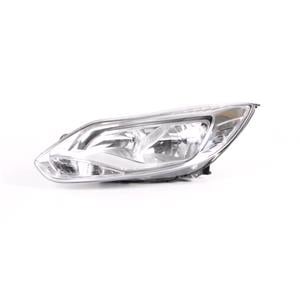 Lights, Left Headlamp (With Chrome Bezel, Halogen, Takes H7 / H1 Bulbs, Supplied With Motor) for Ford FOCUS III 2011 2014, 