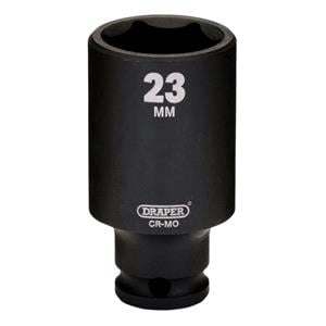 3/8" Impact Sockets, Draper 20181 HI TORQ Metric Deep Impact Socket, 3/8" Sq. Dr., 23mm, Draper