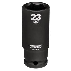 1/2" Impact Sockets, Draper 20192 Hi TORQ Deep Impact Socket, 1/2" Sq. Dr., 23mm, Draper