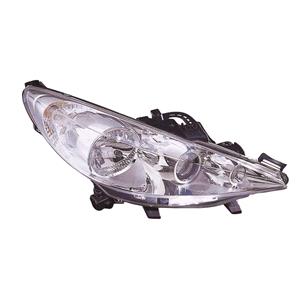 Lights, Right Headlamp (With Directional Lamp, Halogen, Takes H1/H7/H7 Bulbs, Supplied With Motor, Original Equipment) for Peugeot 207 Van 2006 on, 