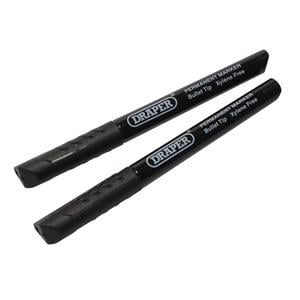 Hand Tools, Draper 20942 Marker Pen Set, Black   Pack of 2, Draper