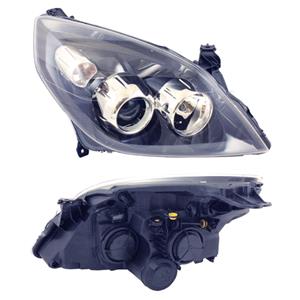 Lights, Right Headlamp (Halogen, Takes H1 / H7 Bulbs, With Black Bezel, Original Equipment) for Opel SIGNUM 2006 on, 