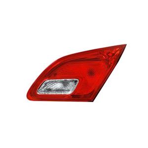 Lights, Right Rear Lamp (Inner, On Boot Lid, 5 Door Hatchback , Bright Red Type, Without Bulbholder, Original Equipment) for Vauxhall ASTRA Mk VI 2012 2015, 