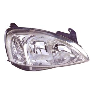 Lights, Right Headlamp (Takes H7 / H1 Bulbs, Supplied Without Motor, Original Equipment) for Opel CORSA C 2003 2006, 