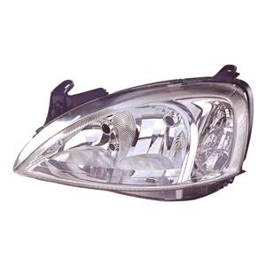 Lights, Left Headlamp (Takes H7 / H1 Bulbs, Supplied Without Motor, Original Equipment) for Opel CORSA C van 2003 2006, 