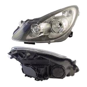 Lights, Left Headlamp (Chrome Bezel, Halogen, Takes H7 / H1 / H1 Bulbs, Electric Adjustment, Supplied Without Motor) for Opel CORSA D 2006 2011, 