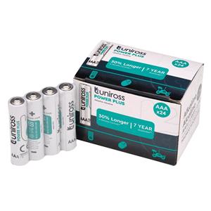 Domestic Batteries, Uniross LR03 AAA Power Plus Alkaline Batteries (Pack of 24), Draper