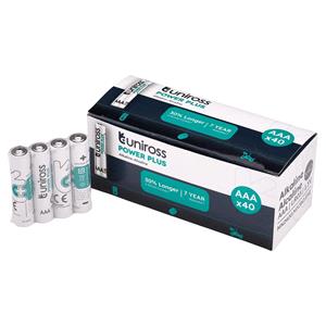 Domestic Batteries, Uniross LR03 AAA Power Plus Alkaline Batteries (Pack of 40), Draper