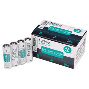 Domestic Batteries, Uniross LR6 AA Power Plus Alkaline Batteries (Pack of 24), Draper