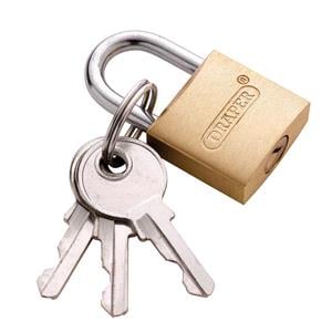 Locks and Security, Draper 21725 Brass Cylinder Padlock, 20mm, Draper