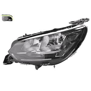 Lights, Left Headlamp (Halogen, Takes H18 / H9 Bulbs, Supplied With Bulbs & Motor, Original Equipment) for Peugeot 208 II 2019 to 2023, 