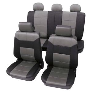 Seat Covers, Grey & Black Leather Look Seat Cover set   For Mercedes C Class 1993 2000, Petex