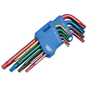 Hex Key Sets, Draper 24122 TX STAR Security Coloured Hex Key Set   9 Piece, Draper