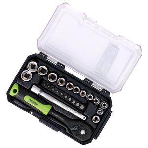 Socket Set, Draper 24233 HI TORQ Metric Socket and Bit Set, 1/4" Sq. Dr. (25 Piece), Draper