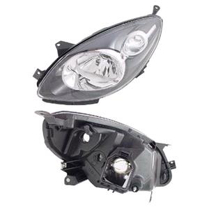 Lights, Left Headlamp (Halogen, Takes H4 Bulb, With Black Bezel, Supplied Without Bulbs or Motor, Original Equipment) for Renault TWINGO 2012 2014, 