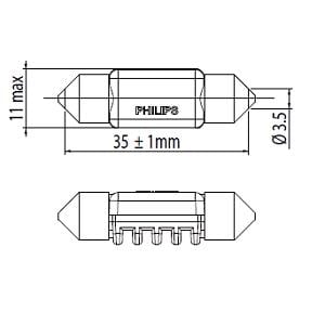 Bulbs   by Bulb Type, Philips 12V 1W Single LED X tremeVision 6000K Festoon Bulb, Philips