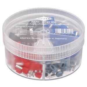 Crimping Tools, KNIPEX Assortment Box with 200 Twin Wire Ferrules, 4 Parts, Draper