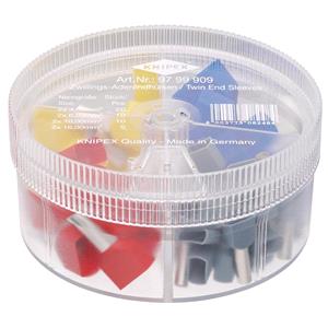 Crimping Tools, KNIPEX Assortment Box with 45 Twin Wire Ferrules, 4 Parts, Draper