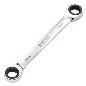 Ratchet Spanners, Draper 27738 HI TORQ Metric Double Ratchet Ring Spanner, 14 x 15mm , Draper