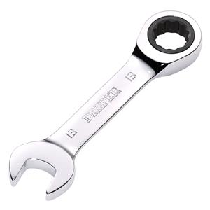 Ratchet Spanners, Draper 27891 HI TORQ Metric Stubby Ratchet Combination Spanner, 13mm, Draper