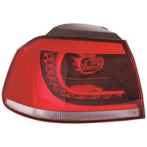 Lights, Left Rear Lamp (Outer, On Quarter Panel, LED Type, Dark Cherry Red) for Volkswagen GOLF VI 2009 on, 