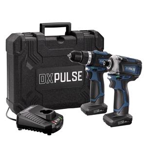 Power Tool Kits, Draper 28003 DXPULSE 12V Brushless Combi Drill & Impact Driver Kit, 1/4" Sq. Dr., 2 x 4.0Ah Batteries, 1 x Fast Charger, Draper