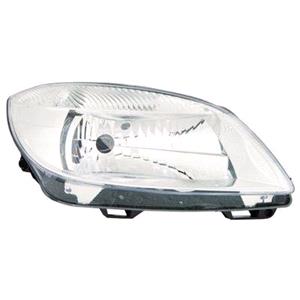 Lights, Right Headlamp (Halogen, Single Reflector Type, Takes H4 Bulb, Supplied With Bulbs & Motor, Original Equipment) for Skoda Fabia  2010 2013, 